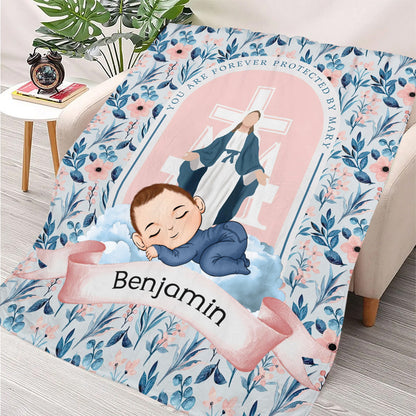 Geschützt durch Mary Babydecke - personalisierte Decke
