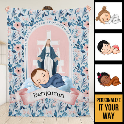 Geschützt durch Mary Babydecke - personalisierte Decke